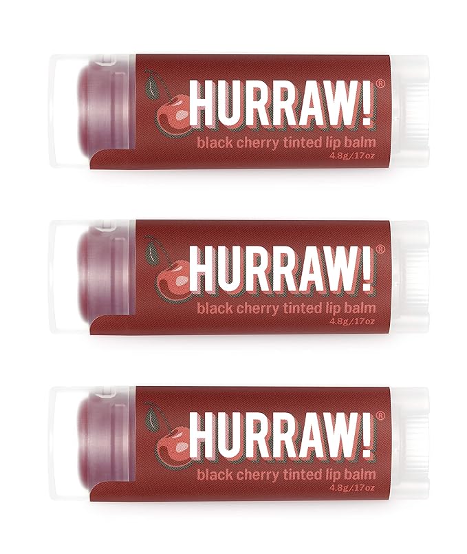 Hurraw! Black Cherry Tinted Lip Balm, 3 Pack: (Sheer Red Tint) Organic, Certified Vegan, Cruelty and Gluten Free. Non-GMO, 100% Natural Ingredients. Bee, Shea, Soy and Palm Free. Made in USA-VivaGrace Women