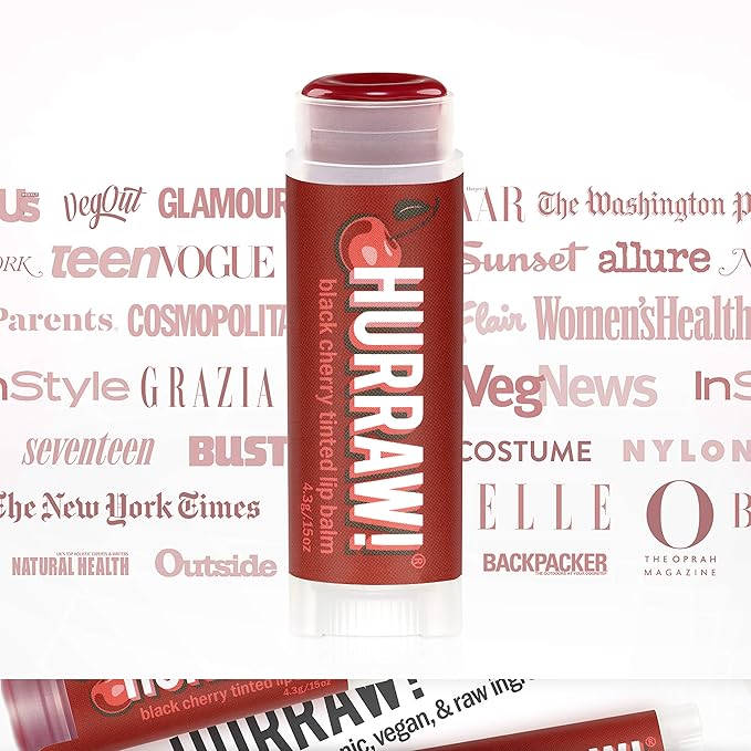 Hurraw! Black Cherry Tinted Lip Balm, 2 Pack: (Sheer Red Tint) Organic, Certified Vegan, Cruelty and Gluten Free. Non-GMO, 100% Natural Ingredients. Bee, Shea, Soy and Palm Free. Made in USA-VivaGrace Women