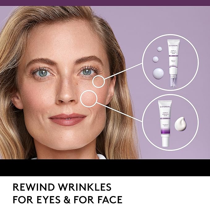 COVERGIRL Simply Ageless Skin Eye Lift Serum, Reduces Wrinkles, 1 Pack, 0.92 Oz ,Serum, Face Serum, Skin Tightening Serum, Anti-Wrinkle Serum, Tighter Skin, Instantly Youthful, Works Well With Makeup-VivaGrace Women