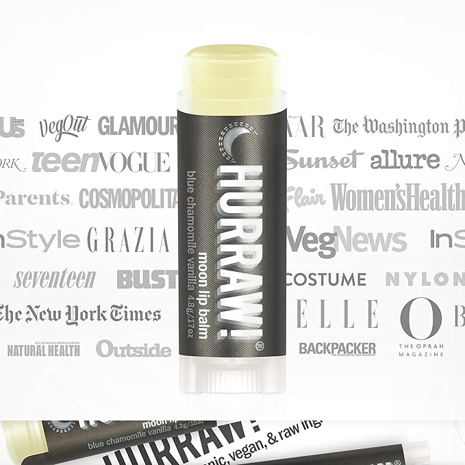 Hurraw! Moon Night Treatment (Blue Chamomile, Vanilla) Lip Balm, 5 Pack: Organic, Certified Vegan, Cruelty and Gluten Free. Non-GMO, 100% Natural Ingredients. Bee, Shea, Soy and Palm Free. Made in USA-VivaGrace Women