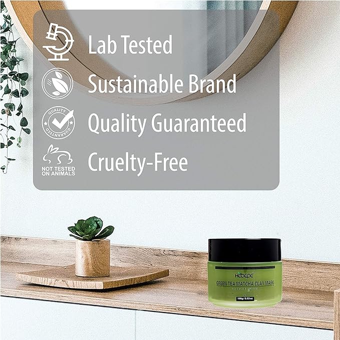 Green Tea Matcha Facial Detox Clay Mask with Mineral Oil, Wash Off Until Dry, Deep Cleaning, Hydrating, Detoxing, Healing, and Relaxing, Pore, and Blackhead Mask-VivaGrace Women