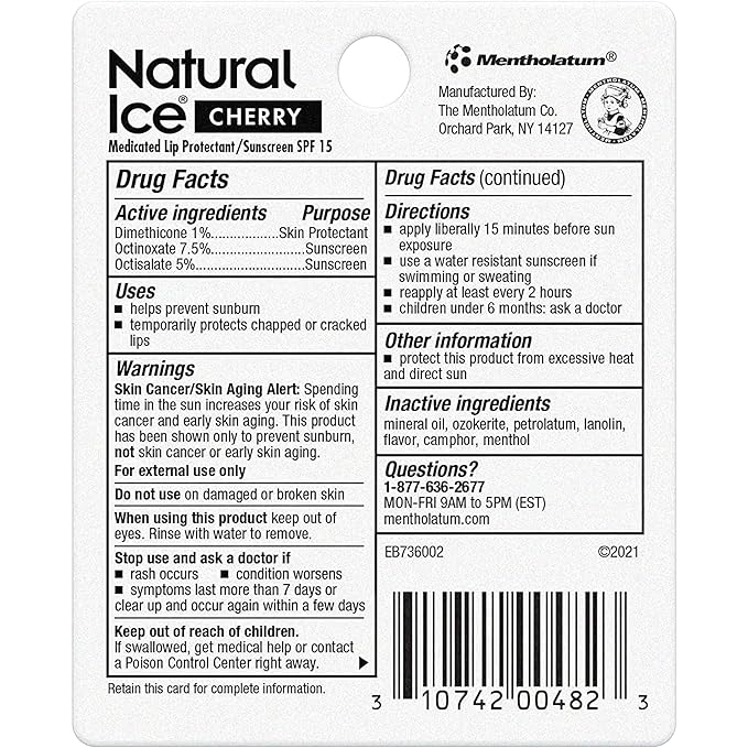 Natural Ice Medicated Lip Protect SPF 15 Cherry 12 Pkgs-VivaGrace Women