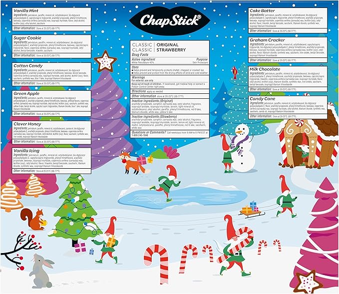 ChapStick 12 Days of Holiday Advent Calendar Lip Balm Gift Set - 0.15 Oz-VivaGrace Women