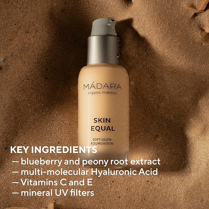 MÁDARA Organic Skincare | Skin Equal Soft Glow Foundation SPF15 IVORY 20-30ml, Mineral foundation with hyaluronic acid, Buildable medium coverage, Dewy foundation, Vegan, COSMOS natural certified-VivaGrace Women