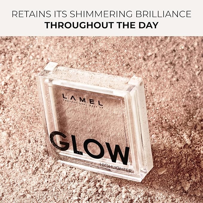 LAMEL Glow Highlighter: Face Make Up & Contour Palette in Deep, Vibrant Colors - Natural Shimmer - Compact Size & Perfect for Travel - Cruelty Free - 3.8gr/0.13 oz 401 (Luna)-VivaGrace Women