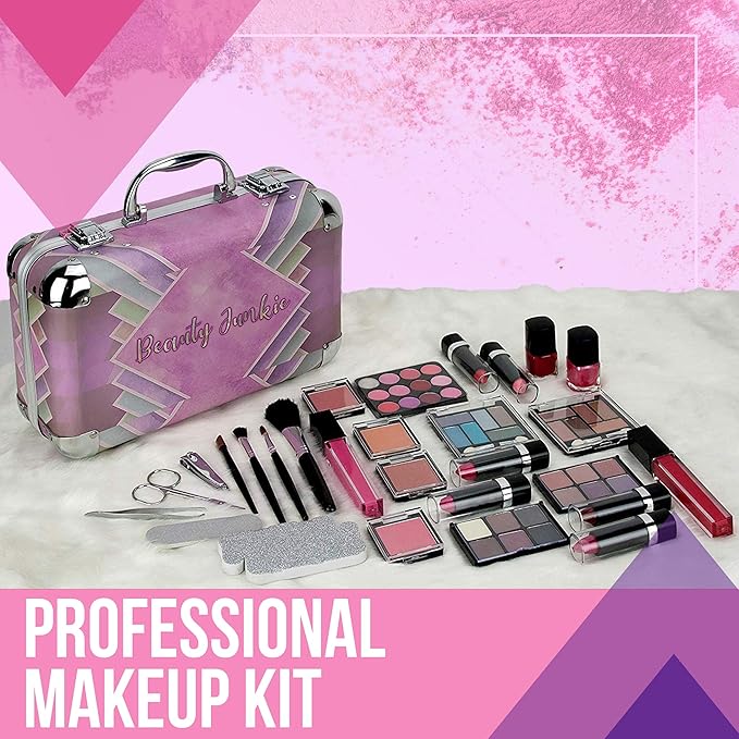 Starter Carry-All Teen Makeup Kit Gift Set, Pink, 1 Count-VivaGrace Women