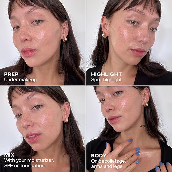 Saie Mini Glowy Super Gel - Hydrating Makeup Primer and Illuminating Glow Serum Enriched with Vitamin C and Squalane Oil - All-Over Liquid Highlighter Makeup for Instant Glass Skin - Sunglow (0.5 oz)-VivaGrace Women