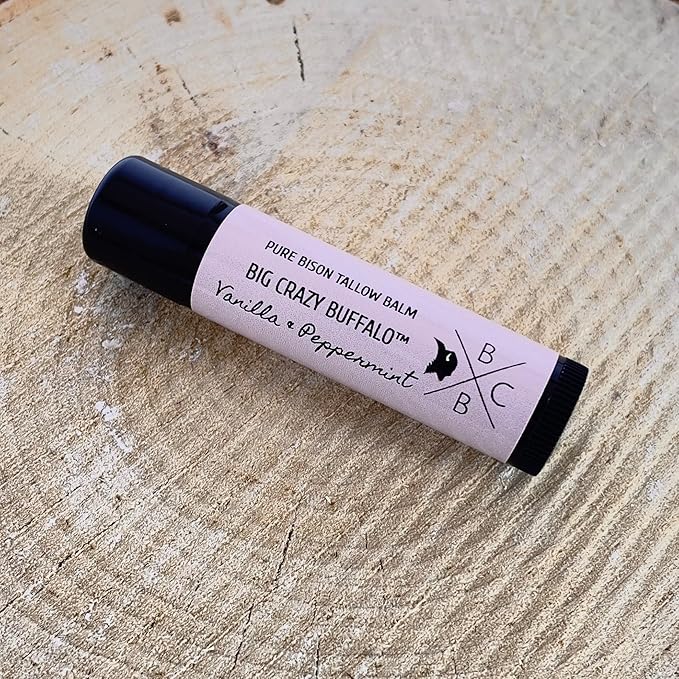 Pure Bison Tallow Lip Balm, Vanilla & Peppermint, (5 pack) - Moisturizing, Non-Habit Forming, Hydrating-VivaGrace Women