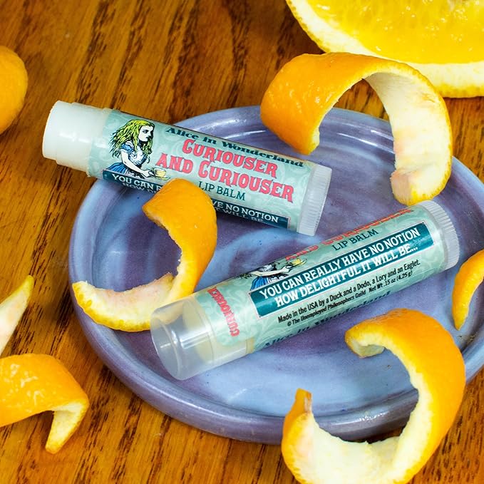 Alice in Wonderland Curioser and Curioser Lip Balm Tube, Orange Marmalade Flavored - Cruelty-Free and Made in the USA with Natural and Imported Ingredients-VivaGrace Women