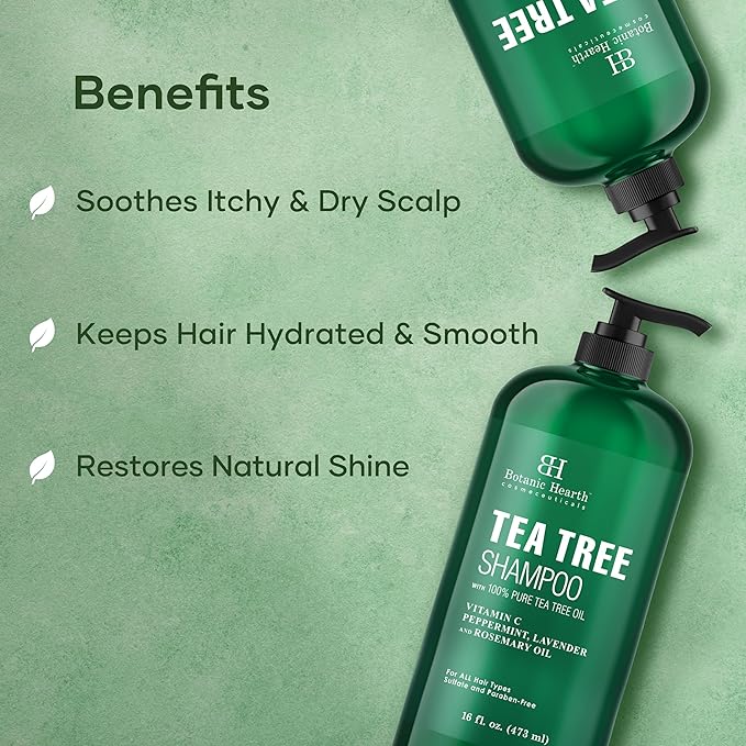 Botanic Hearth Tea Tree Shampoo, Vitamin C, Peppermint, Lavender And Rosemary Oil, Fights Dandruff And Dry Scalp, 16 Fl Oz-VivaGrace Women
