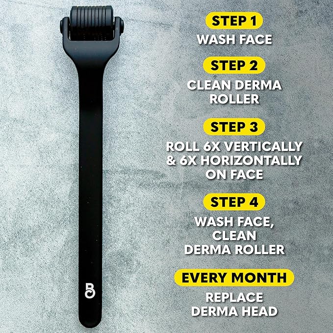 The Beard Club Premium Derma Roller for Face, Body and Scalp - Microneedling Roller for Men and Women with 540 Titanium Microneedles - for Hair & Beard - Weighted Metal Handle - Magnetic Storage Case-VivaGrace Women