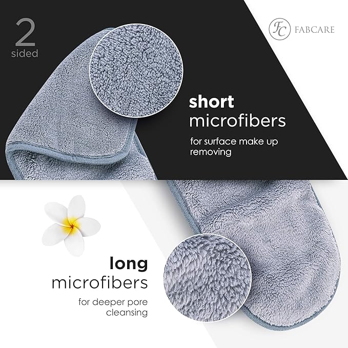 FABCARE Makeup Remover Cloth Microfibre (4 Pieces) - DERMATEST Very Good - Washable up to 95°C - Integrated Removal Glove for Face - Reusable and Washable Microfibre Cloths for Skincare