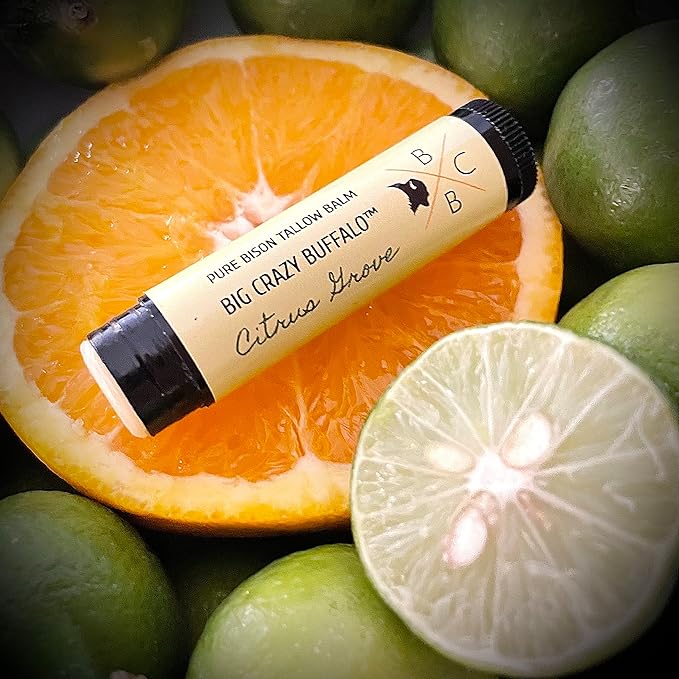 Pure Bison Tallow Lip Balm, Citrus Grove, (5 pack) - Lemongrass & Lemon, Moisturizing, Non-Habit Forming-VivaGrace Women