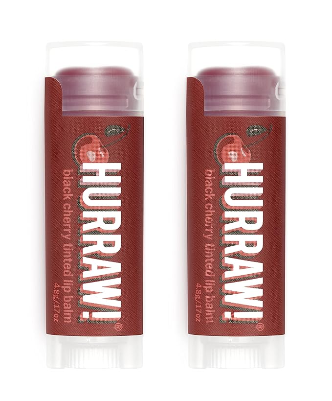 Hurraw! Black Cherry Tinted Lip Balm, 2 Pack: (Sheer Red Tint) Organic, Certified Vegan, Cruelty and Gluten Free. Non-GMO, 100% Natural Ingredients. Bee, Shea, Soy and Palm Free. Made in USA-VivaGrace Women