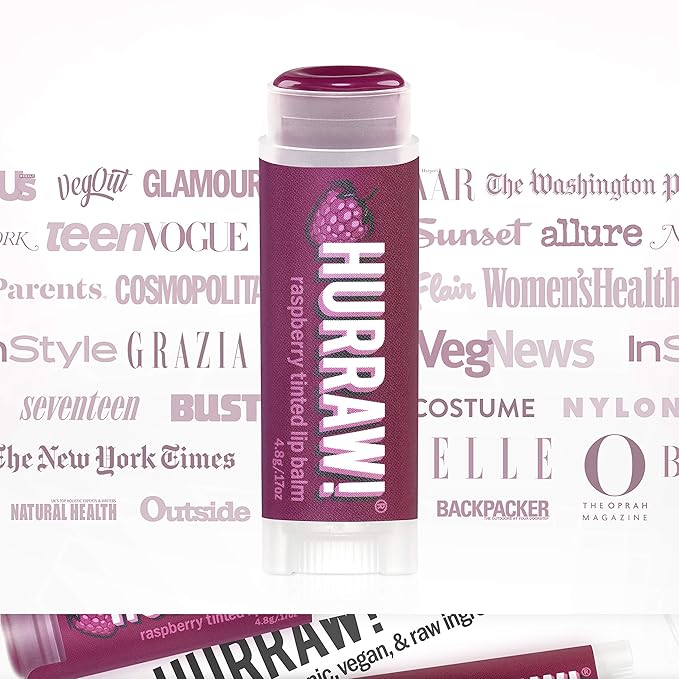 Hurraw! Raspberry Tinted Lip Balm, 2 Pack: (Sheer Berry Tint) Organic, Certified Vegan, Cruelty and Gluten Free. Non-GMO, 100% Natural Ingredients. Bee, Shea, Soy and Palm Free. Made in USA-VivaGrace Women