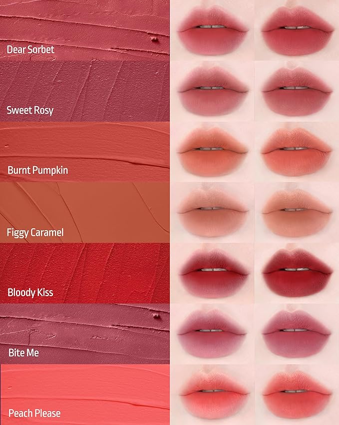 HEVVYMAKEUP Blurring Effect Lip Tint - Airy Velvet Matte Lips - Vegan, Longwear, Vibrant, Buildable Creamy Soft Texture - Korean Lip Makeup, Peach Please, 0.13 fl.oz.-VivaGrace Women