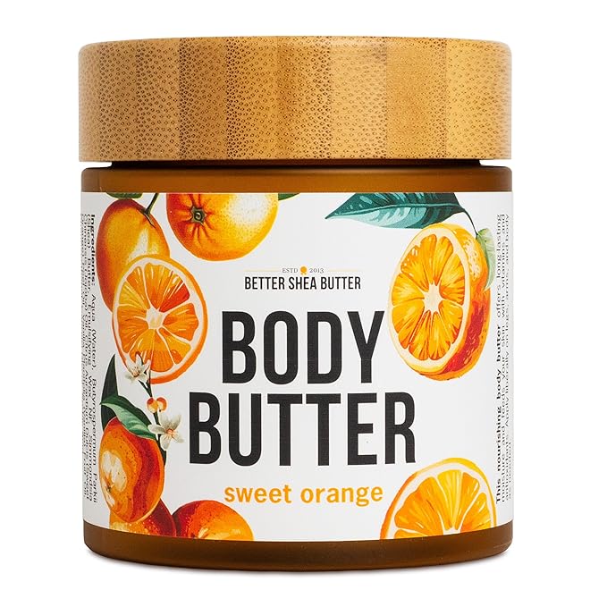 Sweet Orange Body Butter - Raw Shea Butter with Jojoba Oil, Orange Vanilla Body Lotion Scented with Essential Oils, No Synthetic Fragrances, Full Body Moisturizer for Dry Skin-VivaGrace Women