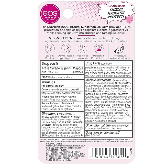 eos Sun Protect - Watermelon | SPF Lip Balm with SPF 30 Protection and Water Resistant | Lip Care to Nourish Dry Lips | Gluten Free | 0.14 oz-VivaGrace Women