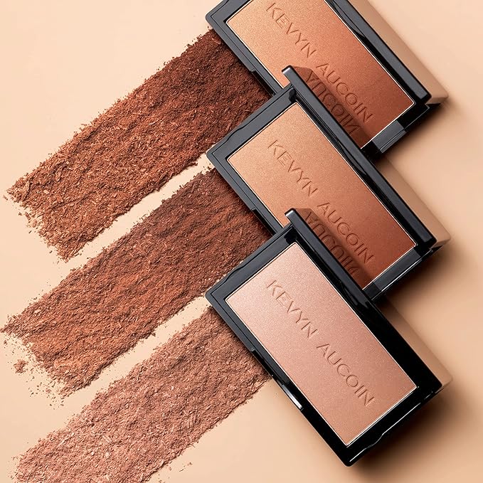 Kevyn Aucoin The Neo-Bronzer, Sunrise Light: 3 in 1 makeup palette. Highlighter, blush & bronzer in one smooth gradient makeup compact. Shimmer & matte in light, medium & deep. Sun-kissed to bronzed.-VivaGrace Women
