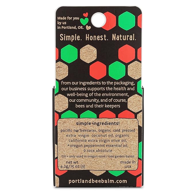 Portland Bee Balm All Natural Handmade Beeswax Based Lip Balm Unscented, Oregon Mint and Rose Assortment 3 Count-VivaGrace Women
