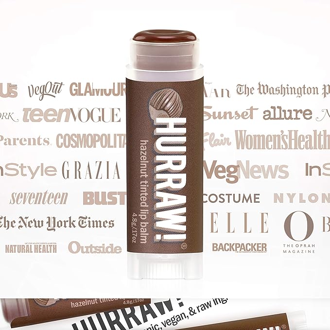 Hurraw! Hazelnut Tinted Lip Balm, 2 Pack: (Sheer Brown Tint) Organic, Certified Vegan, Cruelty and Gluten Free. Non-GMO, 100% Natural Ingredients. Bee, Shea, Soy and Palm Free. Made in USA-VivaGrace Women