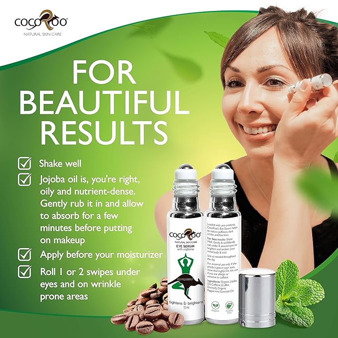 Caffeinated Eye Serum, Nutrient-Dense, 100% Pure, Natural & Vegan (Peppermint)-VivaGrace Women