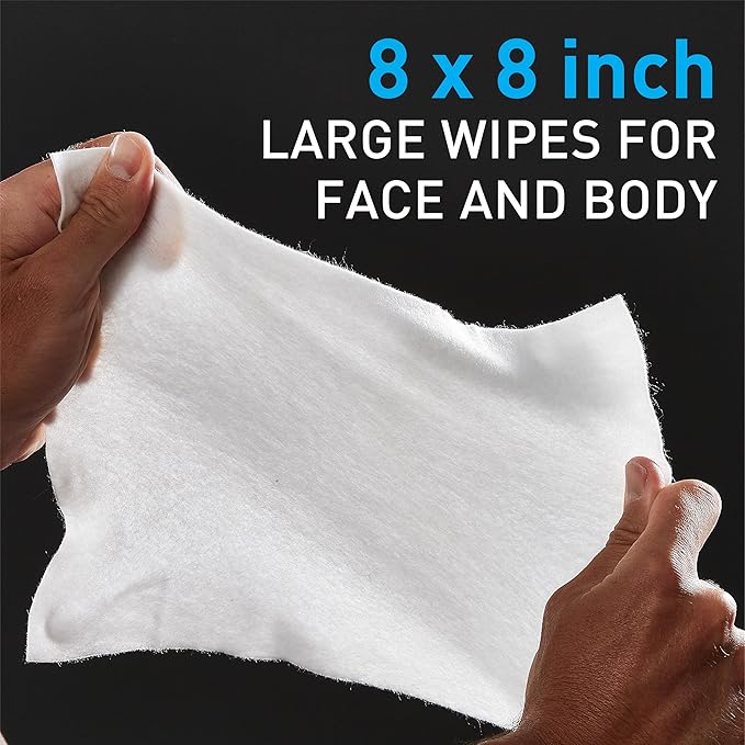 Ignite Mens Body Wet Wipes, Extra Thick 8" x 8" Shower Wipes, Energizing Scent, 10 Count (Pack of 5)