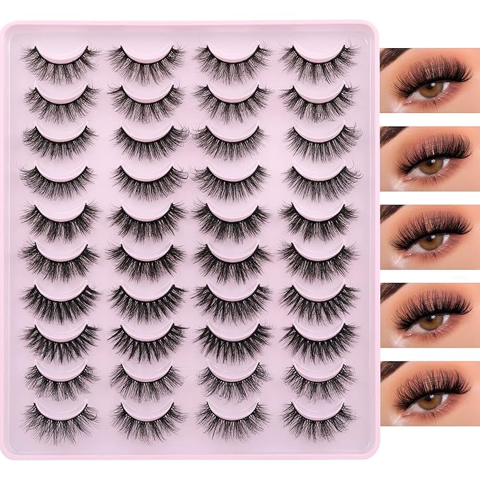 JIMIRE False Eyelashes Natural Fluffy Wispy Faux Mink Lashes 5D 14mm-18mm 5 Styles Mixed Lashes for Small Eyes Natural Look Fake Eyelashes 20 Pairs Multipack-VivaGrace Women