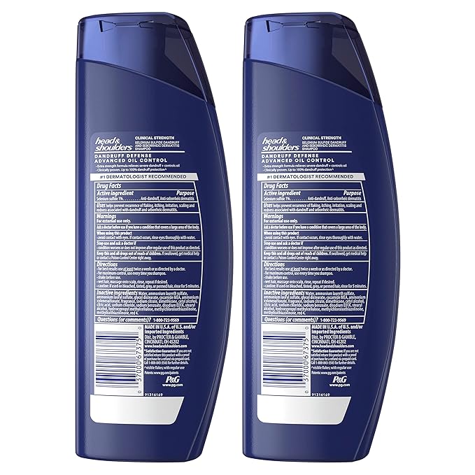 Head & Shoulders Clinical Dandruff Shampoo Twin Pack, Prescription Strength, Oil & Flake Control, Seborrheic Dermatitis Relief, Citrus, 13.5 Fl Oz Each (Set of 2)-VivaGrace Women