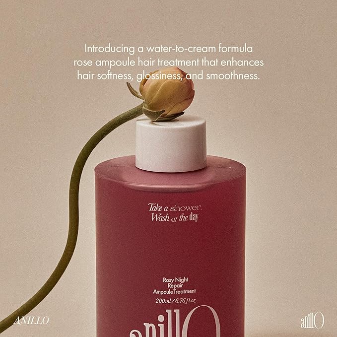 Rosy Night Hair Ampoule Treatment for Damaged Hair – Water-to-Cream Repair Formula with Peptides & Amino Acids – Frizz Control, Color Safe, Silicone-Free, Floral Musk Scent – 6.76 fl oz-VivaGrace Women