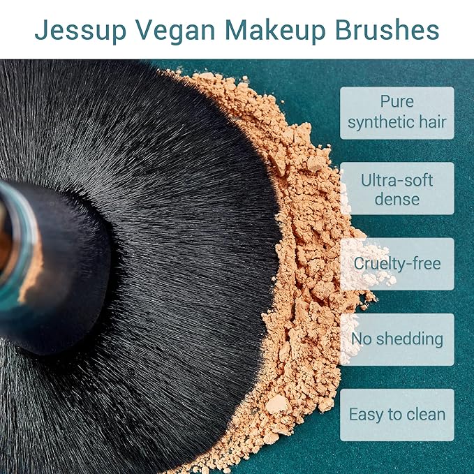 Jessup Makeup Brushes 15 Pcs Makeup Brush Set Beauty Cosmetics Make Up Powder Concealer Eyeshadow Eyeliner Blending Lip Brush Tools (Black/Silver) T092-VivaGrace Women