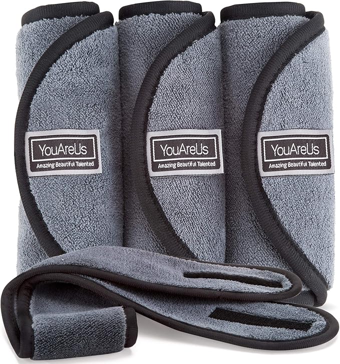 Makeup Remover Cloth Towel Set, 𝟯 𝗣𝗮𝗰𝗸 𝗮𝗹𝘀𝗼 𝗶𝗻𝗰𝗹𝘂𝗱𝗲𝘀 𝗦𝗽𝗮 𝗛𝗲𝗮𝗱𝗯𝗮𝗻𝗱 𝗮𝗻𝗱 𝗖𝗼𝘀𝗺𝗲𝘁𝗶𝗰 𝗕𝗮𝗴, by YouAreUs. Microfiber Cloth, Leaving Skin Feeling Cleaner!