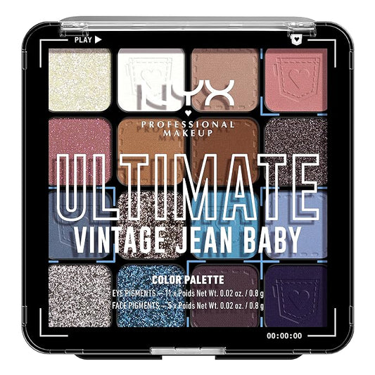 NYX PROFESSIONAL MAKEUP, Ultimate Shadow Palette, Eyeshadow Palette - Vintage Jean Baby-VivaGrace Women