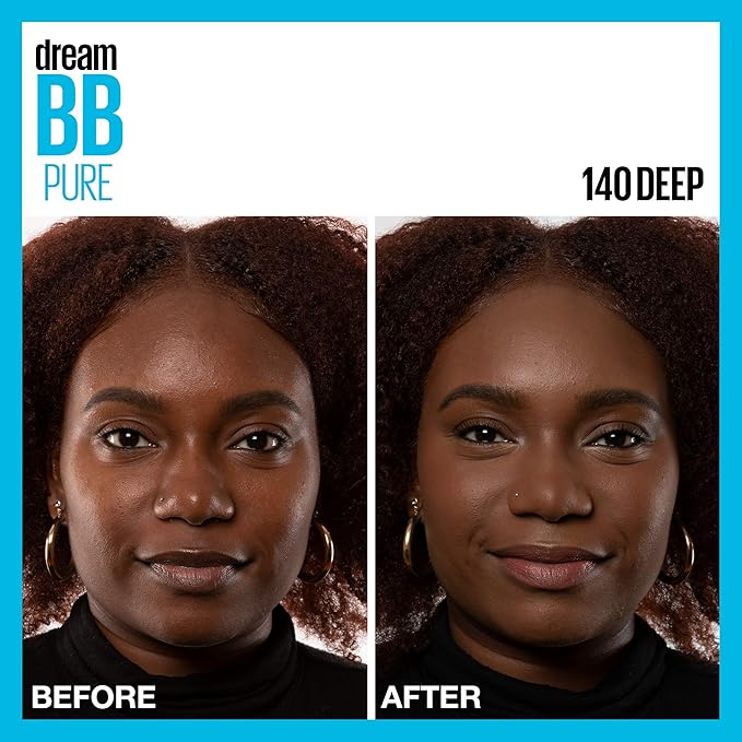 Maybelline Dream Pure Skin Clearing BB Cream, 8-in-1 Skin Perfecting Beauty Balm With 2% Salicylic Acid, Sheer Tint Coverage, Oil-Free, Deep, 1 Count-VivaGrace Women