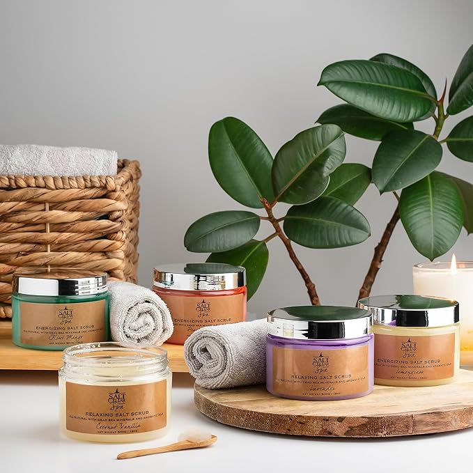 Salt Cellar Spa Energizing Lemongrass Salt Scrub - Awaken Your Skin with Dead Sea Minerals - Revive, Refresh, and Rejuvenate - Made in Israel, Cruelty-Free, 18 oz.-VivaGrace Women