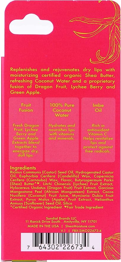 Shea Moisture Fruit Fusion Coconut Water Butter Lip Balm Care for Unisex, 0.5 Ounce-VivaGrace Women