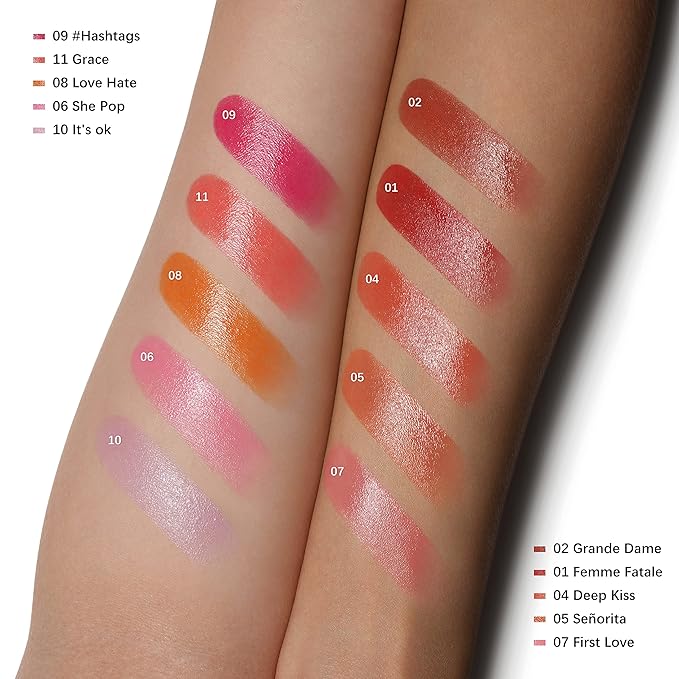 Oulac Watermelon Pink Lipstick - Moisturizing Lip Stick Glossy Tinted Lip Balm, Sheer Shine Juicy Finish, Lightweight and Hydrating Formula for Dry Lip Care, Vegan 2.2g/0.07oz (11)-VivaGrace Women