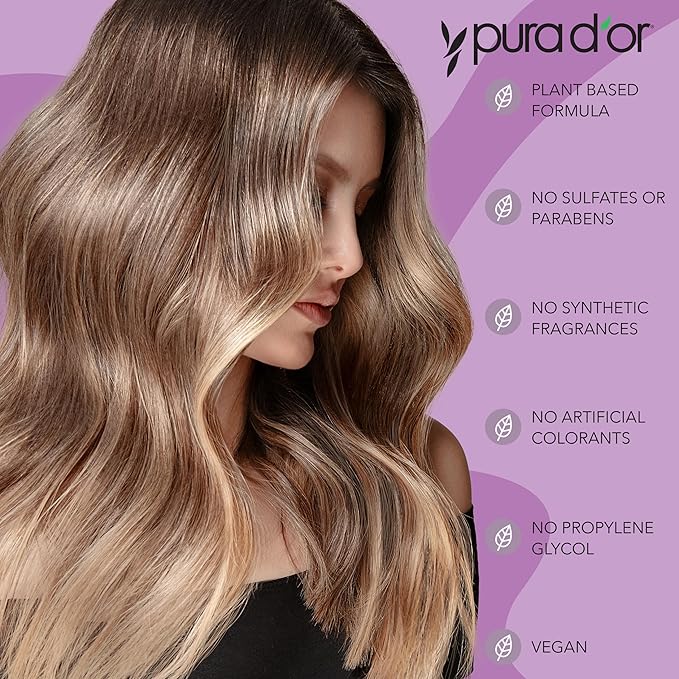 PURA D'OR Purple Shampoo & Conditioner (16oz x 2) ColorHarmony Biotin Set For Bleached, Blonde, Silver & Color Treated Hair - Keratin, Bamboo Fiber, No Sulfates - Men & Women-VivaGrace Women