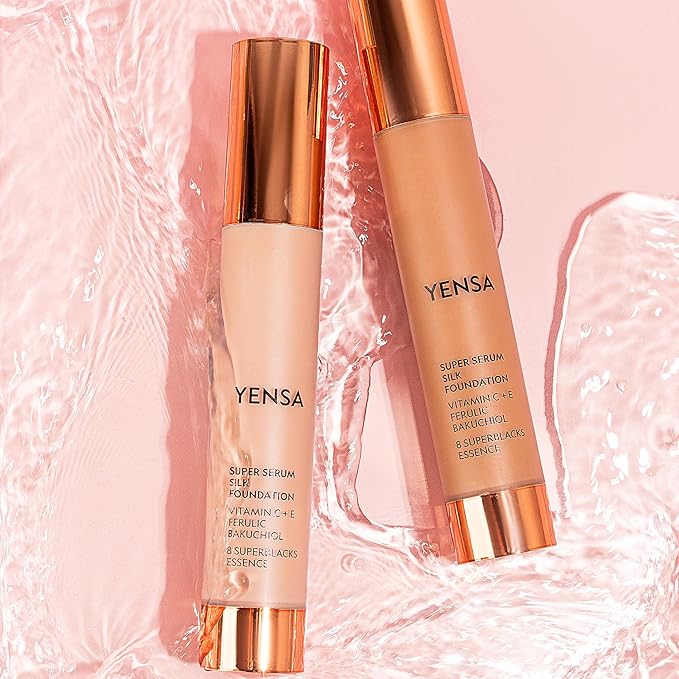 YENSA Super Silk Foundation - Full Coverage, Age-defying complex of Vitamin C, E, Ferulic, and Bakuchiol Oil (Light 1) 1.0 fl oz-VivaGrace Women