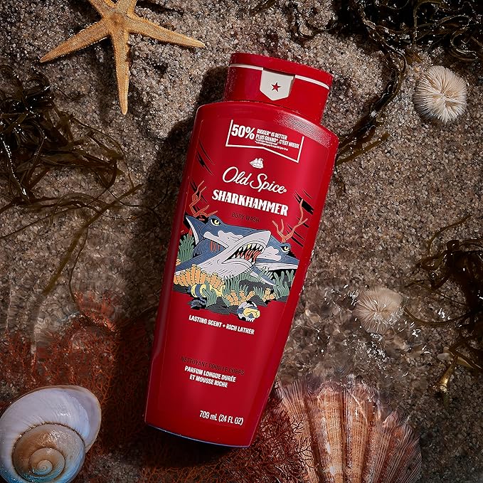 Old Spice Body Wash for Men, Sharkhammer, Long Lasting Lather, 24 fl oz (Pack of 4)-VivaGrace Women