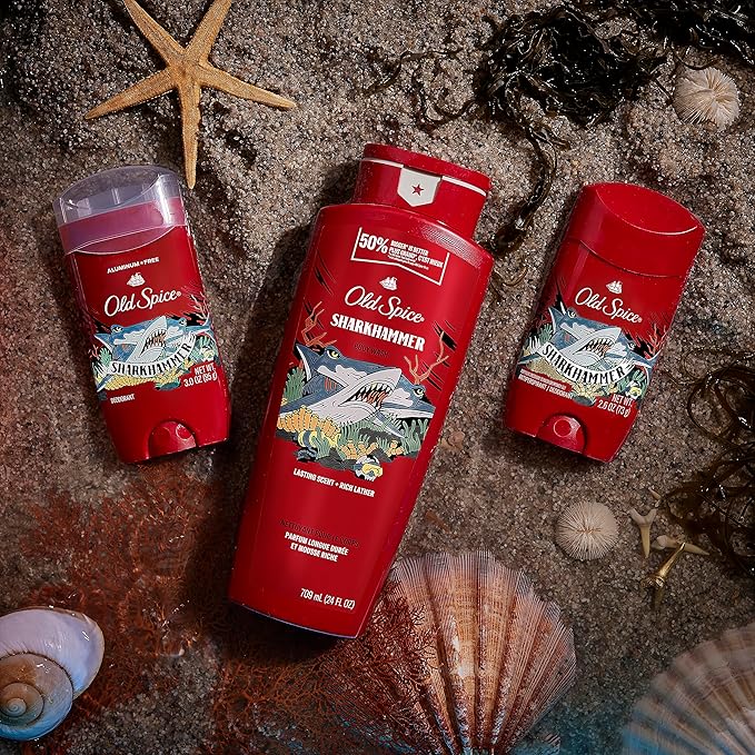 Old Spice Body Wash for Men, Sharkhammer, Long Lasting Lather, 24 fl oz (Pack of 4)-VivaGrace Women