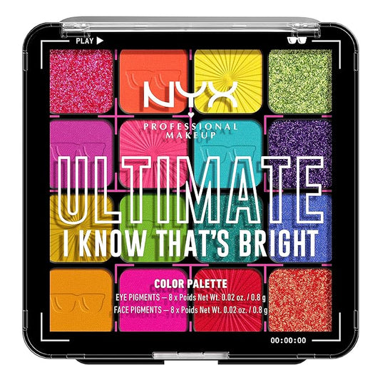 NYX PROFESSIONAL MAKEUP, Ultimate Shadow Palette, Eyeshadow Palette - I Know That's Bright-VivaGrace Women