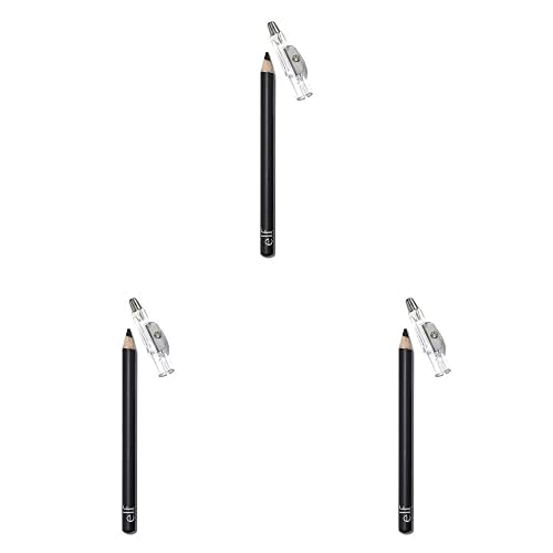 e.l.f. Satin Eyeliner Pencil with BuiltIn Sharpener, Black, 0.03 Oz (Pack of 3)