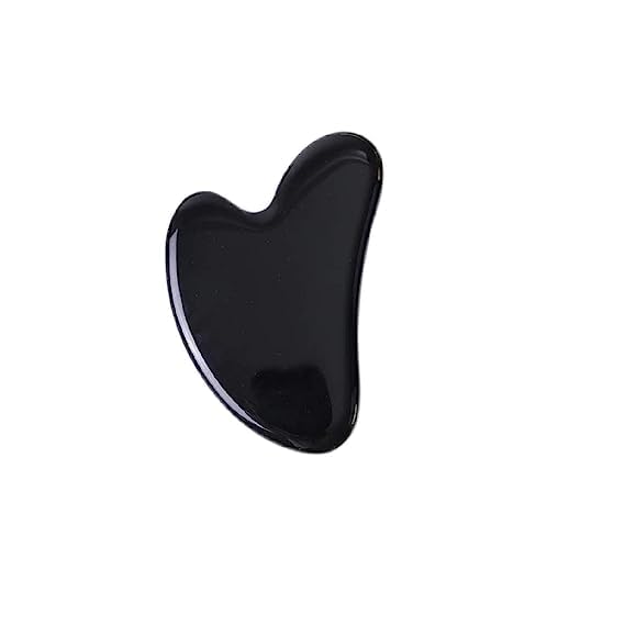 Black Obsidian Jade Facial Roller & Gua Sha Set 100% Natural Source from Highest Altitude of Himalayan Two-Sided Face Neck Massager Stone Beauty Tool-VivaGrace Women