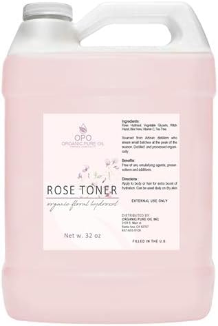 Rosewater Glycerin Mist Toner Bulk Spray Facial Body Floral Cleanser Pure Rose Hydrosol Vegetable Glycerine Moisturizing Cleansing Toning Mix Face Skin Hair Body - Packaging May Vary (32 Ounces)-VivaGrace Women
