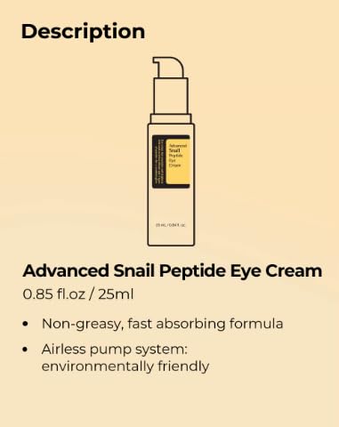 Tristar Advanced Snail Peptide Eye Cream, Anti-Wrinkle, Anti-Aging, Dark Circle Removing, Brightening Night Cream, 73.7% Snail Mucin - 30ml / 1FL Oz – 1 Count-VivaGrace Women