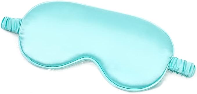 100% Natural Mulberry Soft Silk Sleep Mask, Light Blocking Eye Masks for Sleep, Night Blindfold Eye Mask Cover for Men and Women, Sleeping Night Mask for Travel (Light Blue)-VivaGrace Women