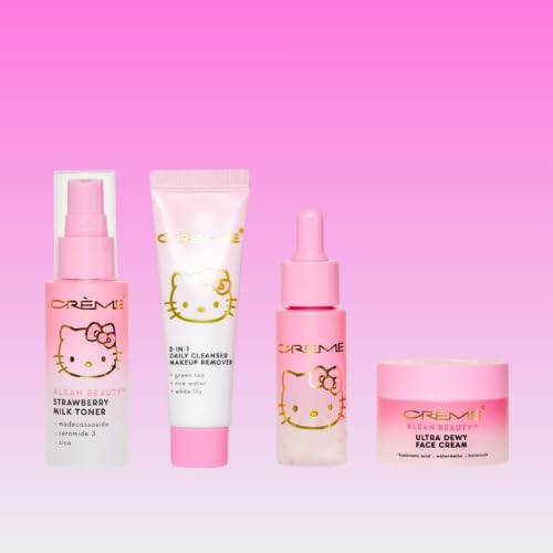 THE CRÈME SHOP X HELLO KITTY SKINCARE ESSENTIALS - KLEAN BEAUTY™ 4PC TRAVEL BAG SET-VivaGrace Women