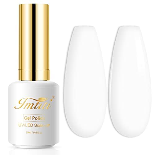 Imtiti Gel Nail Polish, 15ml White Color Soak Off LED Long-Lasting Polish, DIY Art Starter for Manicure Salon, Women and Girls