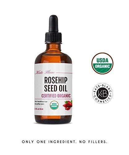 Kate Blanc Cosmetics Rosehip Oil for Face & Skin (4oz, Organic, Pure, Cold Pressed) Rosehip Seed Face Oil for Facial & Gua Sha Massage-VivaGrace Women